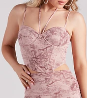 Story Time Printed Mesh Bustier
