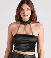 Looks Can Kill Chain Choker Crop Top
