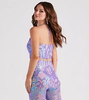 Glitzy Night Out Sequin Crop Top