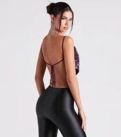 Striking Sequin Open Back Top