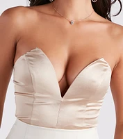 Sultry Style Strapless Satin Bodysuit