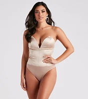 Sultry Style Strapless Satin Bodysuit