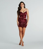 Twice As Flirty Flocked Velvet Bustier