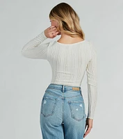 Revival Texture Knit Long Sleeve Bodysuit