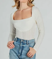 Revival Texture Knit Long Sleeve Bodysuit