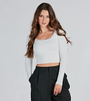 Smooth Cutie Scoop Neck Lace Trim Crop Top