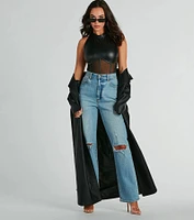 Amped Up Chic Faux Leather Corset Bodysuit