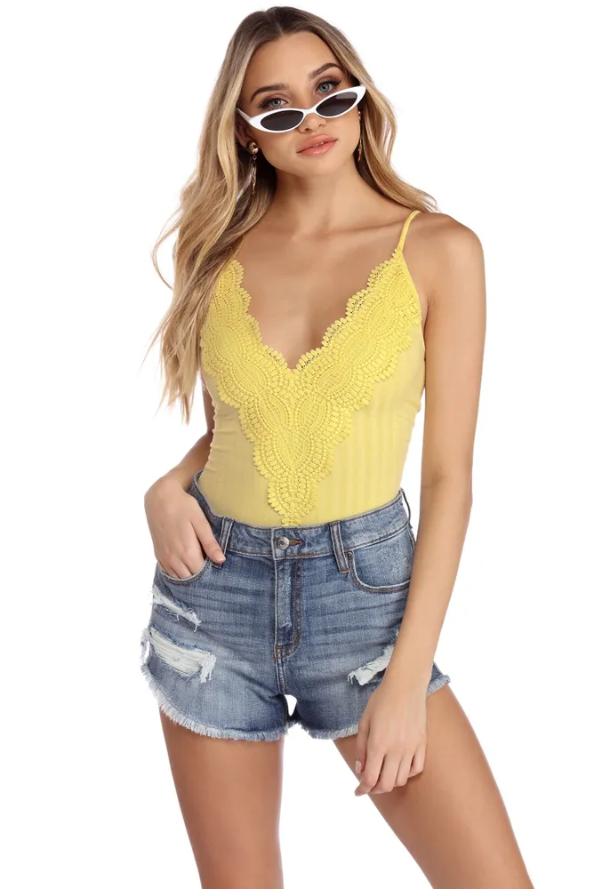 Dreamy-Chic Mesh Crochet Bustier Bodysuit