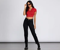 Stylish Zipped Crop Top