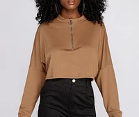 Zip Up Mock Neck Pullover