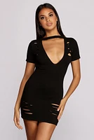 Destructed Mini T Shirt Dress