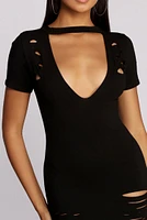 Destructed Mini T Shirt Dress