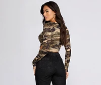 Camo Cutie Waffle Knit Top