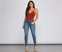 Best Basics Ribbed V Tank