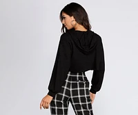 Cozy Lace Up Cropped Hoodie