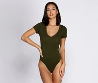 Simple Style V-Neck Bodysuit