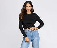 Knot Front Cotton Crop Top