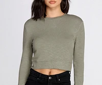 Casual Crew Neck Crop Top