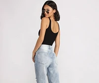 What's The Scoop Ribbed Tank Bodysuit