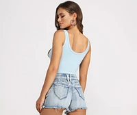 What's The Scoop Ribbed Tank Bodysuit