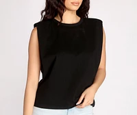 Sleeveless Padded Shoulder Tee