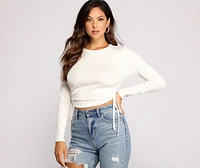 Side Tie Ribbed Knit Crop Top
