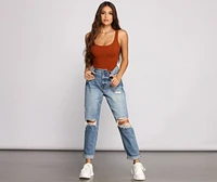 What's The Scoop Ribbed Tank Bodysuit