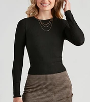 Long Sleeve Ribbed Basic Top