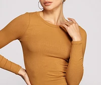 Long Sleeve Ribbed Basic Top