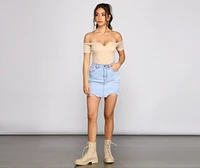 Off The Shoulder Ribbed Bodysuit
