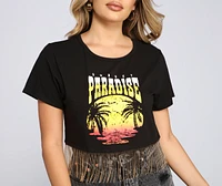 Sunset Paradise Cropped Graphic Tee