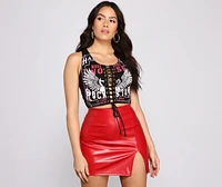 Major Rockstar Lace-Up Cropped Tank