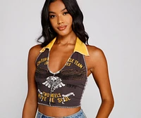 Biker Babe Graphic Halter Crop Top