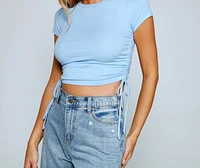 Pull Me Ruched Ribbed Knit Crop Top