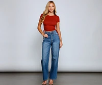 Pull Me Ruched Ribbed Knit Crop Top