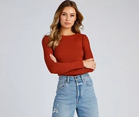 Long Sleeve Ribbed Basic Top