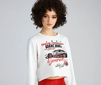 Ready, Set, Go Graphic Cropped Sweatshirt