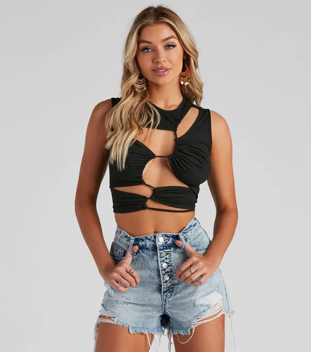 Windsor Edgy Love Cutout Crop Top