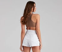 Back To Basics Ribbed Racer Bodysuit