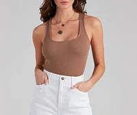 Back To Basics Ribbed Racer Bodysuit