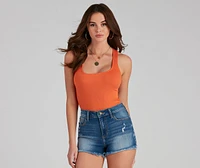 Back To Basics Ribbed Racer Bodysuit