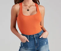 Back To Basics Ribbed Racer Bodysuit