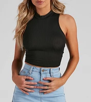 High Priority Mock Neck Crop Top
