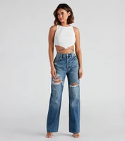 Chain Of Plans High Neck Crop Top