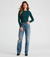 Long Sleeve Ribbed Basic Top