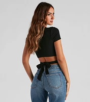That's A Wrap Crew Neck Crop Tee