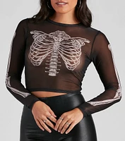 Sultry Skeleton Mesh Crop Top