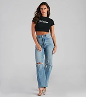 Sinner Graphic Halloween Crop Top