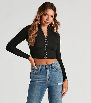 All The Deets Long Sleeve Crop Top