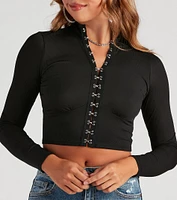All The Deets Long Sleeve Crop Top